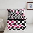 thumbnail image 5 of Manfei Checkered Art Queen Comforter Set,Geometric Plaid Comforter Sets Queen,Black White Pink,Black Reversible,3pcs,1 Comforter and 2 Pillowcases,3pcs,1 Comforter and 2 Pillowcases, 5 of 7