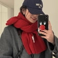 thumbnail image 4 of Bufanda cálida para mujer, de lana de punto que combina con todo, para parejas, en otoño e invierno, gruesa, para estudiantes, de color liso, a la moda, 4 of 6