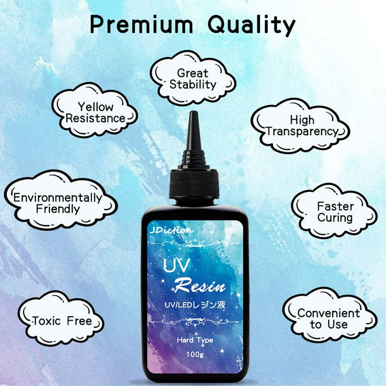 UV Resin Kit with Light, 100g Super Crystal Clear Hard Resin Glue