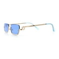 thumbnail image 6 of Luxury Bottom Half Rim Metal Frame Rectangle Fashion Sunglasses Gold - Blue, 6 of 8