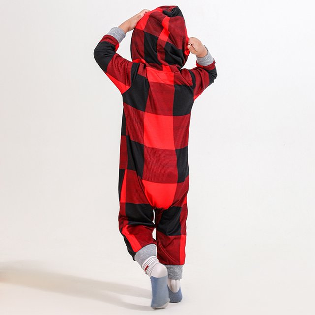 Conjunto De Pijamas Navideños Familiares, Estampado A Cuadros, Poliéster Suave, Rojo, Navidad, Pijamas A Juego, Pies Cónicos, Cintura Suelta Para Vacaciones ANGGREK Otros