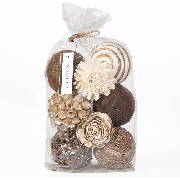 Decorative Balls Bowl Filler Beige Orbs Floral Home Decor (Cocoa Floral)