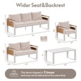 thumbnail image 3 of LAZZO 5-Piece Patio Conversation Set, All-Aluminum Outdoor Metal Furniture Set with Olefin Cushions & Coffee Table, Beige, 3 of 9