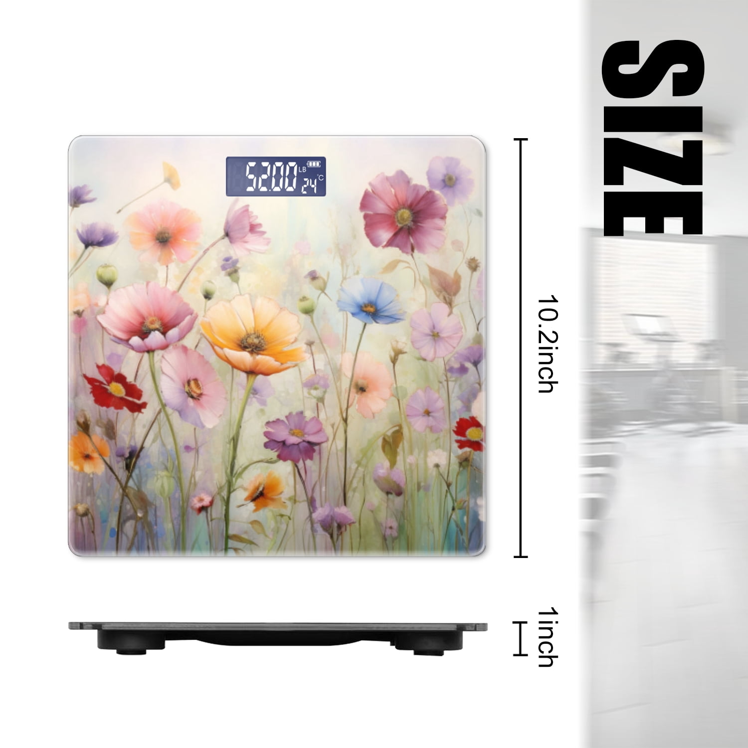 Bathroom Scale, Highly Accurate Digital Body Scale,Precisely Measures Weight up to 400 lbs-Array Of Colorful Wildflowers In Full Bloom On The Meadow