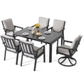 thumbnail image 3 of Nuu Garden 7-Piece Dining Set for 6, 4 Stationary Chairs and 2 Swivel Rocking Chairs with 2.8” Soft Cushions, 63” x 35” Spacious Table with 2.4” Umbrella Hole, Black and Gray, 3 of 9