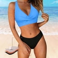 thumbnail image 2 of Women's High Waisted Bikini Sets Two Piece Swimsuit Tummy Control Bathing Suit V Neck Swimwear Swim Suit Sky Blue XL(XL), 2 of 6
