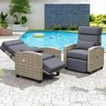 thumbnail image 4 of 1 PCS Outdoor Recliner Chair, Patio Lounge Chair with Adjustable Backrest & Footrest, 145° Reclining Chair, Flip-Up Side Table and Removable Khaki Cushion for Poolside, Deck, Balcony, Garden, 4 of 7