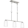 thumbnail image 3 of Progress Lighting Adley Collection 3-Light Linear Chandelier, Brushed Nickel, Etched White Glass Shades, 3 of 17