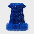 thumbnail image 2 of Toddler Girls Sequin Dress Sparkly Gown Party Dresses Little Kids A-Line Velvet Dress, 2 of 6