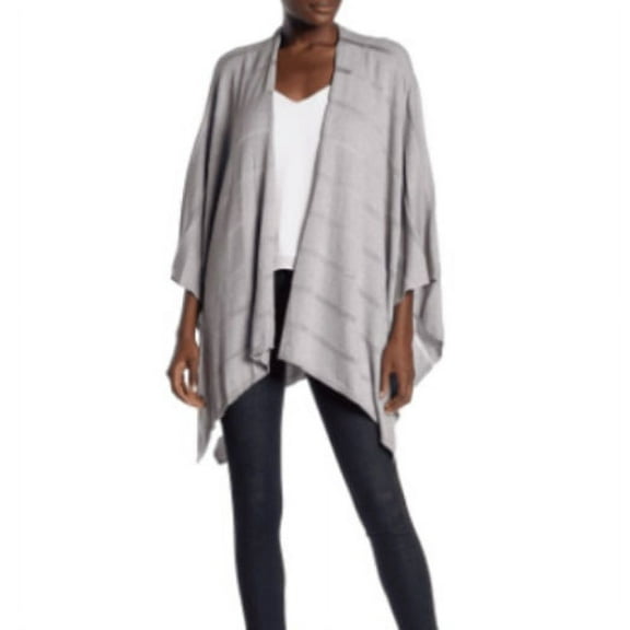 Calvin Klein Women's Wraps Knit Shadow Stripe Wrap Shawl Gray One Size