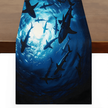 

Tiveruda Table Runner Boho Table Runner Wildlife Shark Ocean Sea Bohemian Boho Outdoor Table Runner Decoration for Indoor Outdoor Home Dinner Party Wedding Decor 13 x 60 Inch