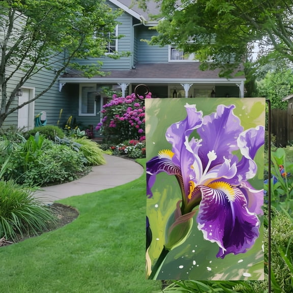 Spring Summer Garden Flag Double Sided Watercolor Orchid Welcome Yard House Outside Outdoor Decoration,12*18 inch