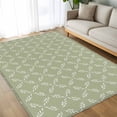 thumbnail image 4 of 5x8Ft Area Rugs Sage Green Non-Skid Rubber Backing Large Rectangle Rugs - Living Room Bedroom Home Office, Geometric Flower Leaf Diamond Plaid Retro Indoor Floor Mat Carpets Washable Rug, 4 of 9