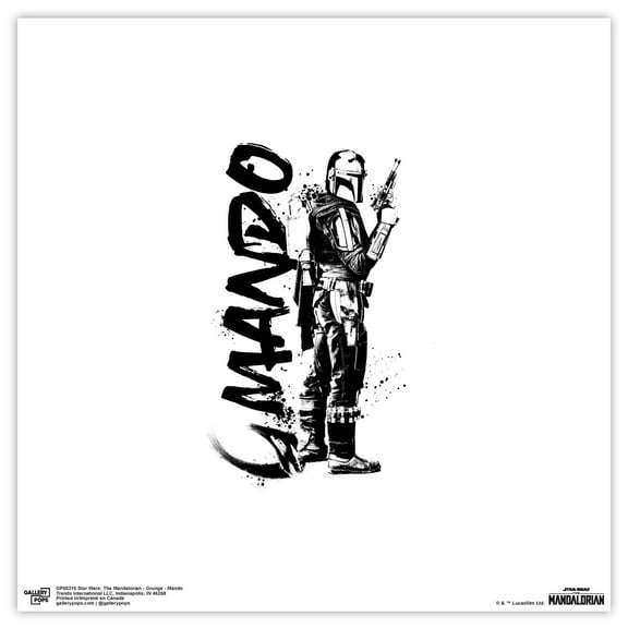 Gallery Pops Star Wars: The Mandalorian - Grunge - Mando Wall Art, Unframed Version, 12" x 12"