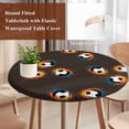 thumbnail image 3 of Brown Soccer Round Tablecloth 36-44 Inch Round Fitted Table Cloth with Elastic Edge, Orange Blue Football Sports Waterproof Table Cover Protector for Outdoor Picnic Party Dining, 3 of 9