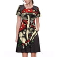 thumbnail image 1 of Bixox Robe d'Été à Manches Courtes pour Femmes Robe Ample Longueur Genou avec Poches-Rouge Champignons, 1 of 7