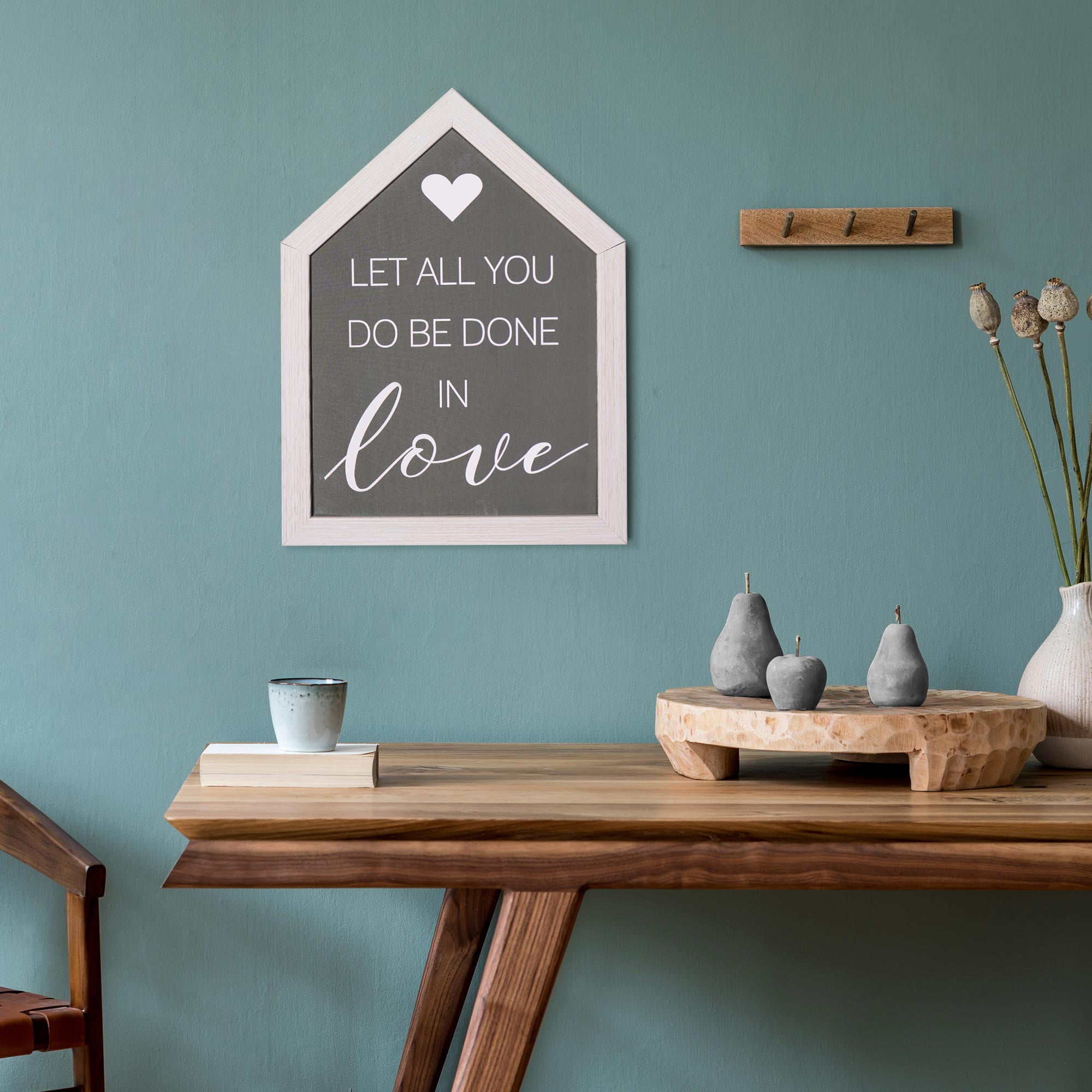 (2 pack) Crystal Art Gallery Be Done in Love Typographic House-Shaped Framed Wall Plaque Art - 8" x 6"