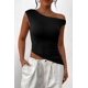 thumbnail image 5 of Remera PRETTYGARDEN Verano 2025 Hombro Descubierto Fruncida Negra Talle S, 5 of 8