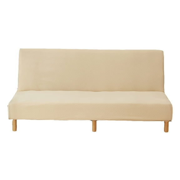 Dowbom Armless Waterproof Sofa Slipcover,Sofa Cover Thicken High Stretch Non-slip Furniture Protector Elastic Couch Cover for Pets Cat Dog Kids-Beige