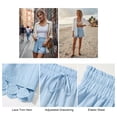 thumbnail image 5 of JYLFC Womens Shorts Summer Casual Loose Elastic Waist Drawstring Lace Boho Beach Cover Up Shorts, Light Blue M, 5 of 7
