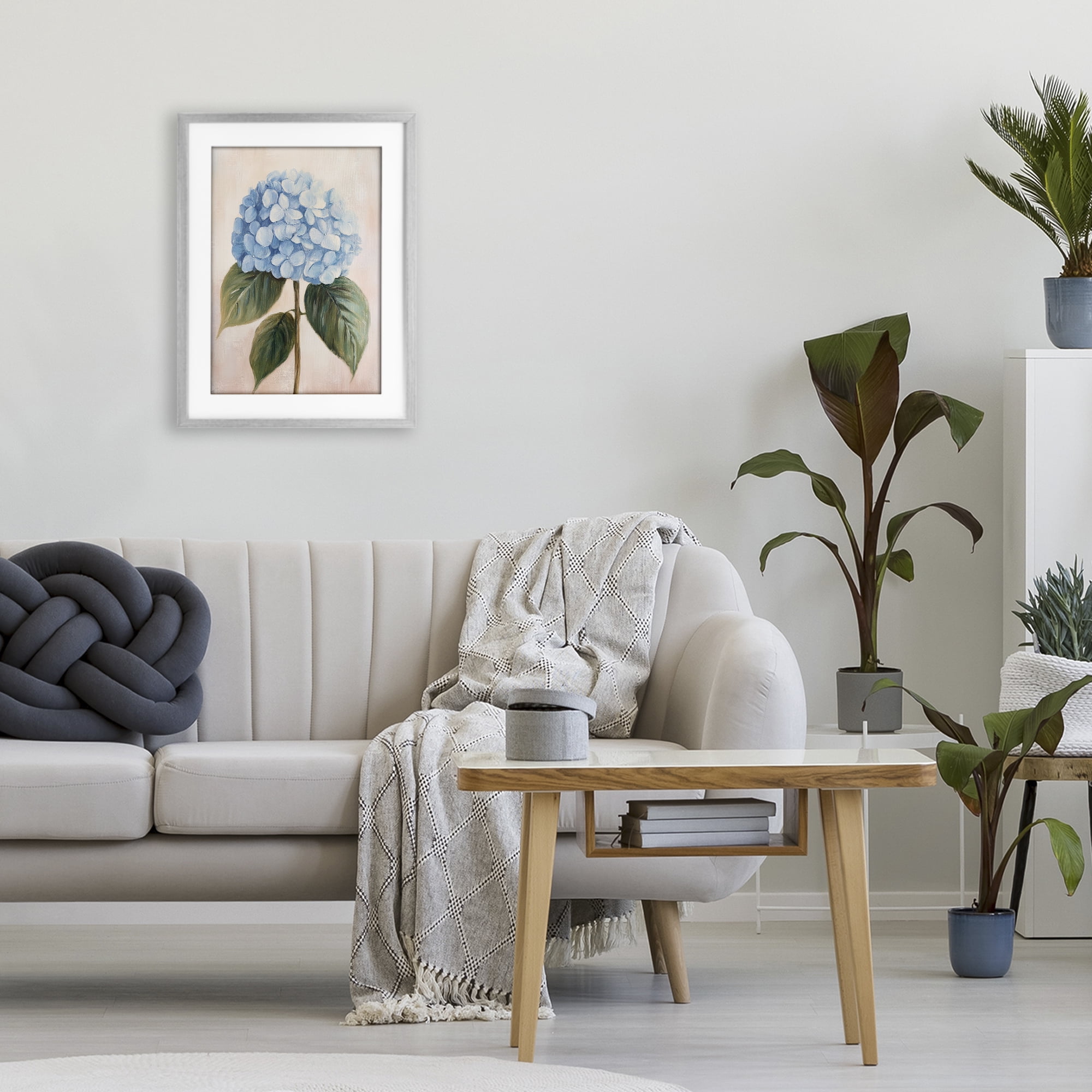 Stupell Industries Baby Blue Hydrangea Gray Framed Print Under Glass, design by Petal Prints Design