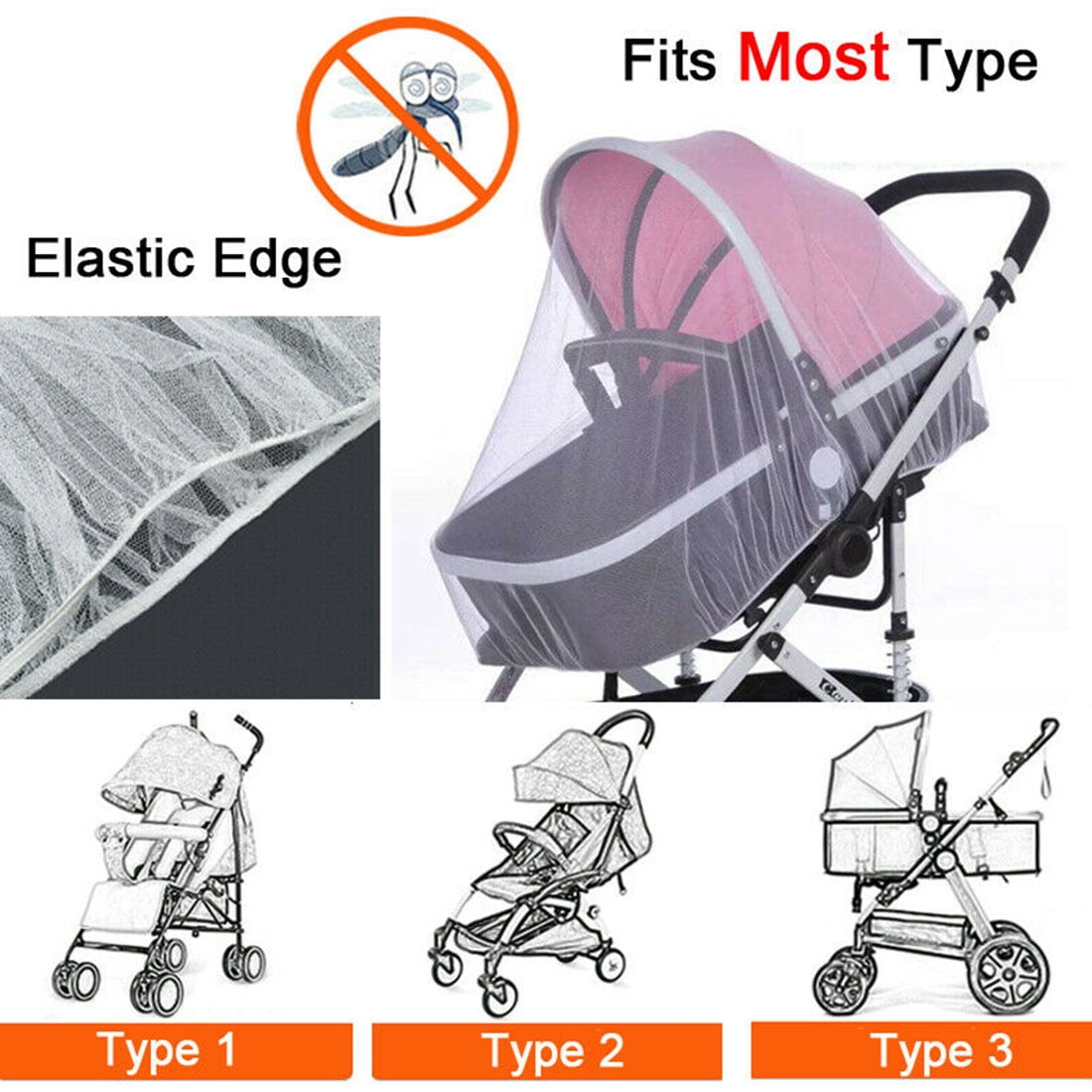 Baby mosquito net for infant stroller seat bug protection insect prams