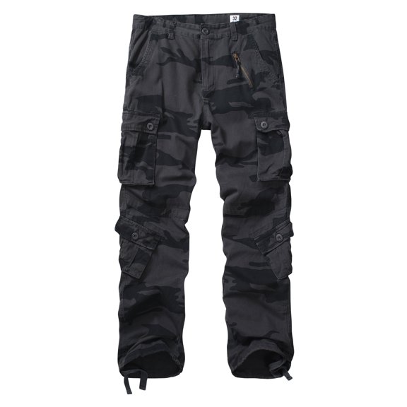 Men's Camo Cargo Pants with 8-Pockets Regular Fit Cotton Cargo Work Pants
