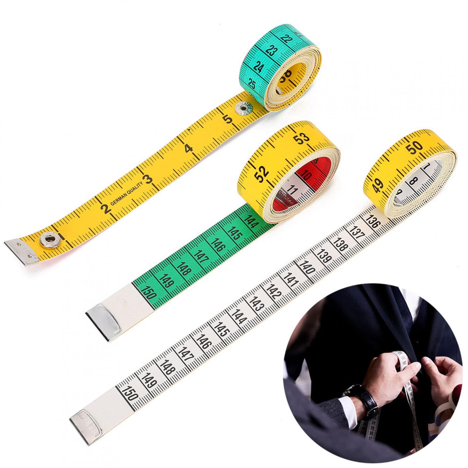 Ymiko Double Scale Tap,3Pcs Soft Measure Tape Sewing Clothing Tailor