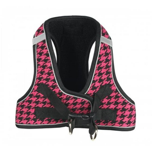 Hip Doggie HD-6EZHP-XS Extra Small EZ Reflective Houndstooth Harness - Pink