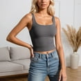 thumbnail image 2 of Gpoecd Débardeurs à Col Rond pour Femmes, Camisole Sans Manches à Bretelles, Ajustée, Extensible, Basique pour Superposition, sous-Vêtement, Haut d'Été Décontracté, Camisole pour Femmes 02_Grey,TP, 2 of 6