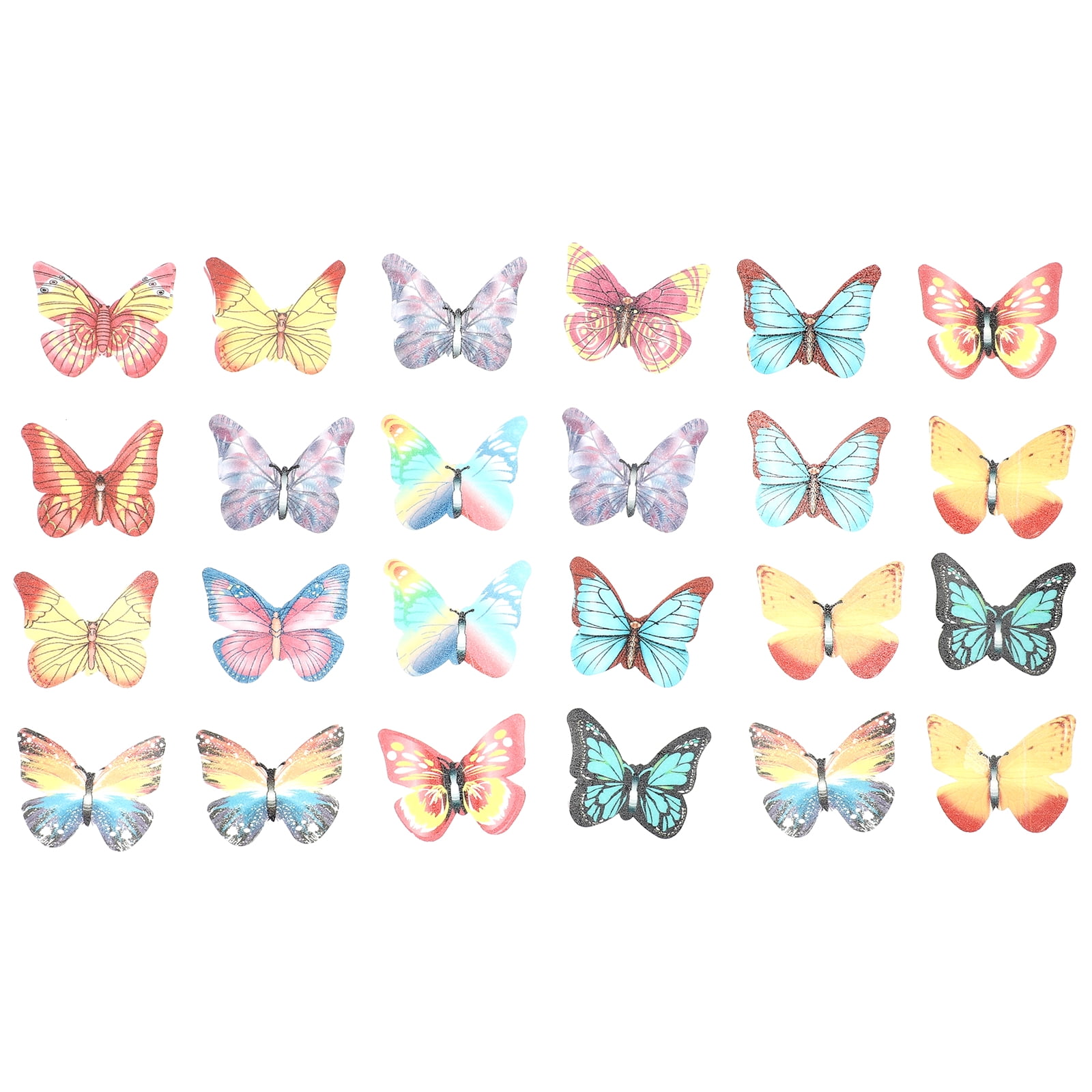 24pcs Rice Paper Cake Toppers Large Cupcake Ornament(Mixed Style