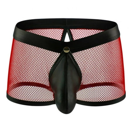 

Men s Large Mesh Transparent Breathable Low-rise Cutout Underpants U-Convex 3D Boxer Panties Brief(1-Packs)