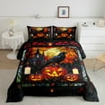 thumbnail image 2 of Manfei Halloween Spooky Pumpkin Full Size Comforter Sets for Kids, Black Crow Animal Bedding Comforter Set, Horror Gothic Castle Reversible Bedding Sets, Luxury Bedroom Decor, 3 Pieces, 2 of 8