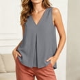 thumbnail image 5 of Noric Women's Cotton Tank Tops Sleeveless V-Neck Summer Casual Flowy High Low Hem Pleated Front Loose Fit Blouse, 5 of 7