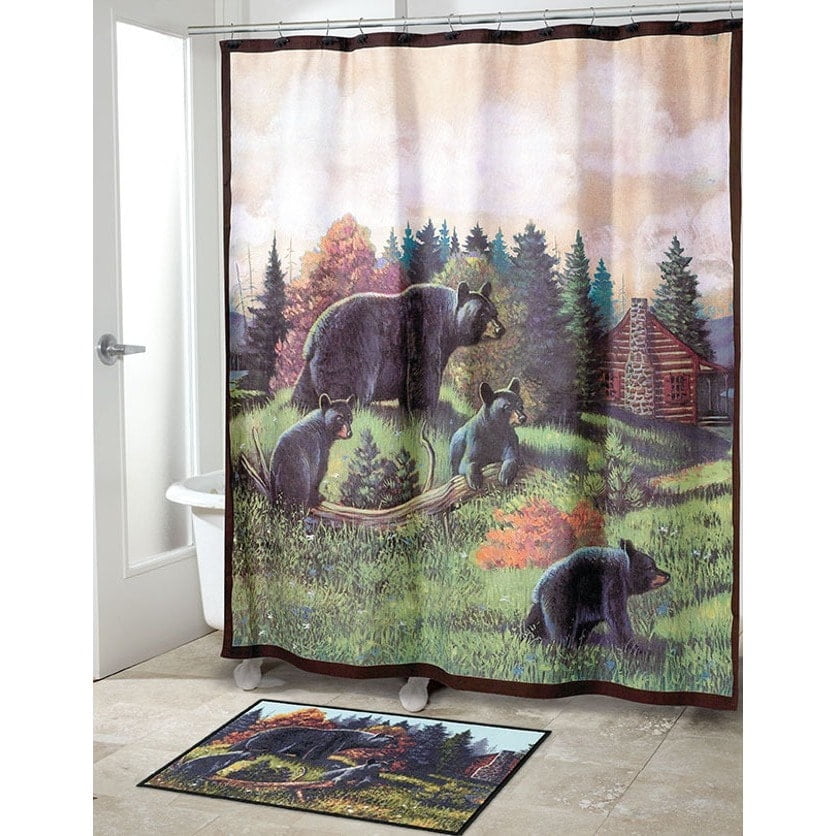 Black Bear Lodge Shower Curtain Multicolor Walmart Com