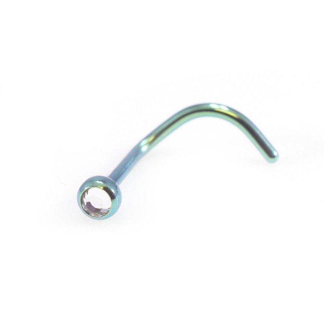 Vis de Nez / Clou / Anneau Titane 18 g avec Embout Rond en Zircone Cubique