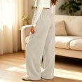 thumbnail image 6 of Lmnyox Kid's Sweatpants Wide Leg Baggy Solid Color High Waist Sports Pants Fleece Lined Joggers with Pockets, 6 of 9
