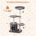 thumbnail image 3 of Gymax 43'' Cat Tree for Indoor Cats w/Condo Comfy Plush Perches Sisal Scratching Posts Gray, 3 of 10