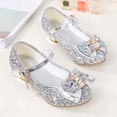 thumbnail image 6 of YMNXA Kids Children Girls Sandals Soft Sole Non Slip Closed Toe High Heel Sequins Bow Design Fashion Comfortable Shoes For Wedding Birthday Party,Silver,10-10.5 Years, 6 of 8