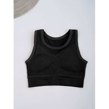 Miutii Womens Sports Bras High Impact Padded Yoga Bra Comfortable Bras for Big Girls Gym Training Black M