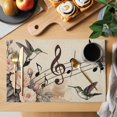 thumbnail image 2 of Vintage Flowers Placemats Set of 4 Spring Floral Music Birds Retro Art Place Mats Indoor Wipeable Table Mats Washable Cloth Dining Table Placemats for Kitchen Holiday Party Home Decor 13x19 Inch, 2 of 9