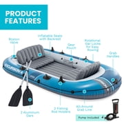 INTEX 66324EP Excursion 4 Inflatable Boat Set w/Oars, Pump, Adjustable Seats & Rod Holders
