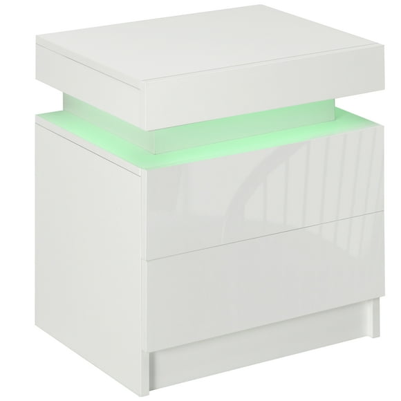 HOMCOM Table de Chevet, Table d'Appoint avec Lumières DEL, pour Chambre