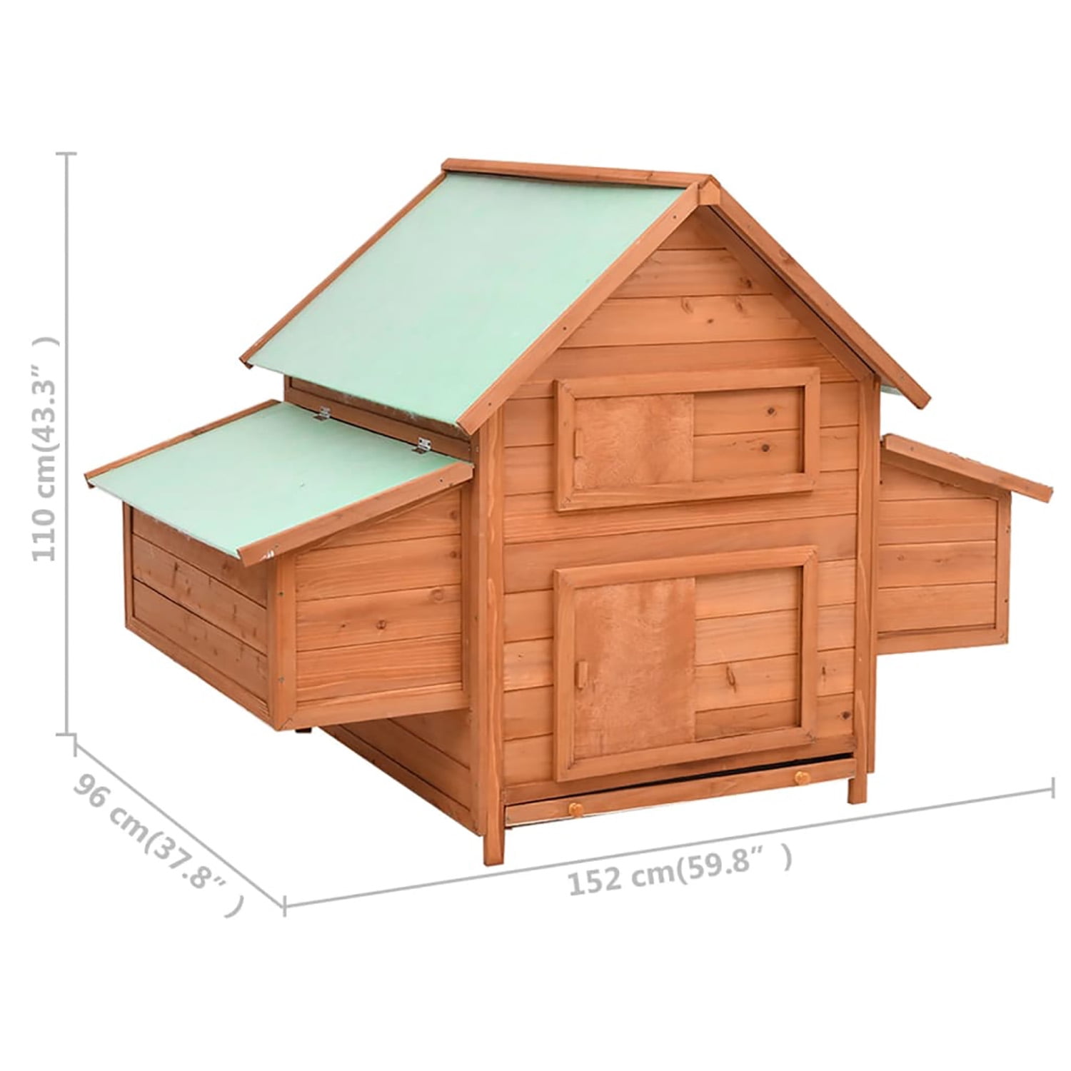 Pefilos 59.8" Wooden Rabbit Hutch Outdoor for Water-Resistant Roofs, Rabbit Cages for Indoor, Large Hen House with Nest Boxes, Orange Pefilos 59.8" Wooden Rabbit Hutch Outdoor for Water-Resistant Roofs, Rabbit Cages for Indoor, Large Hen House with Nest Boxes, Orange