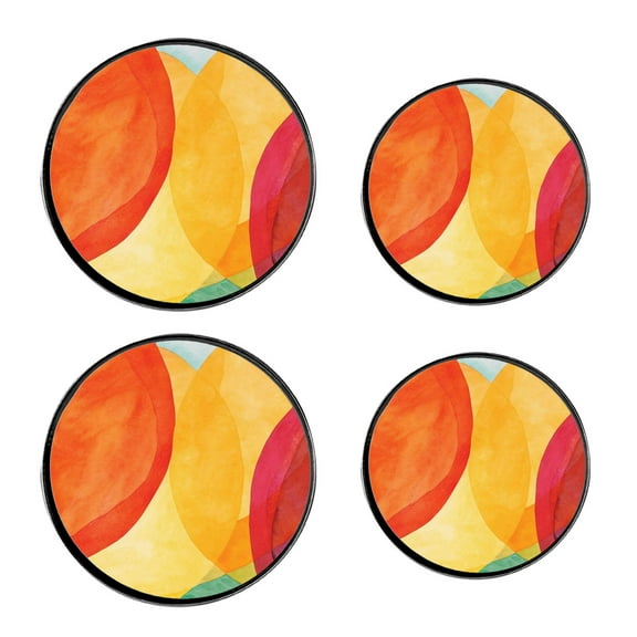 Round Stove Burner Covers 4 Pcs Decorative Gas Stove Burner Cover 8Inch And 10Inch for ,Abstract Watercolor Modern Art Yellow Orange Exquisite