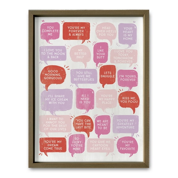 Creative Products Valentines Love Phrases 18 x 24 Brown Framed Print