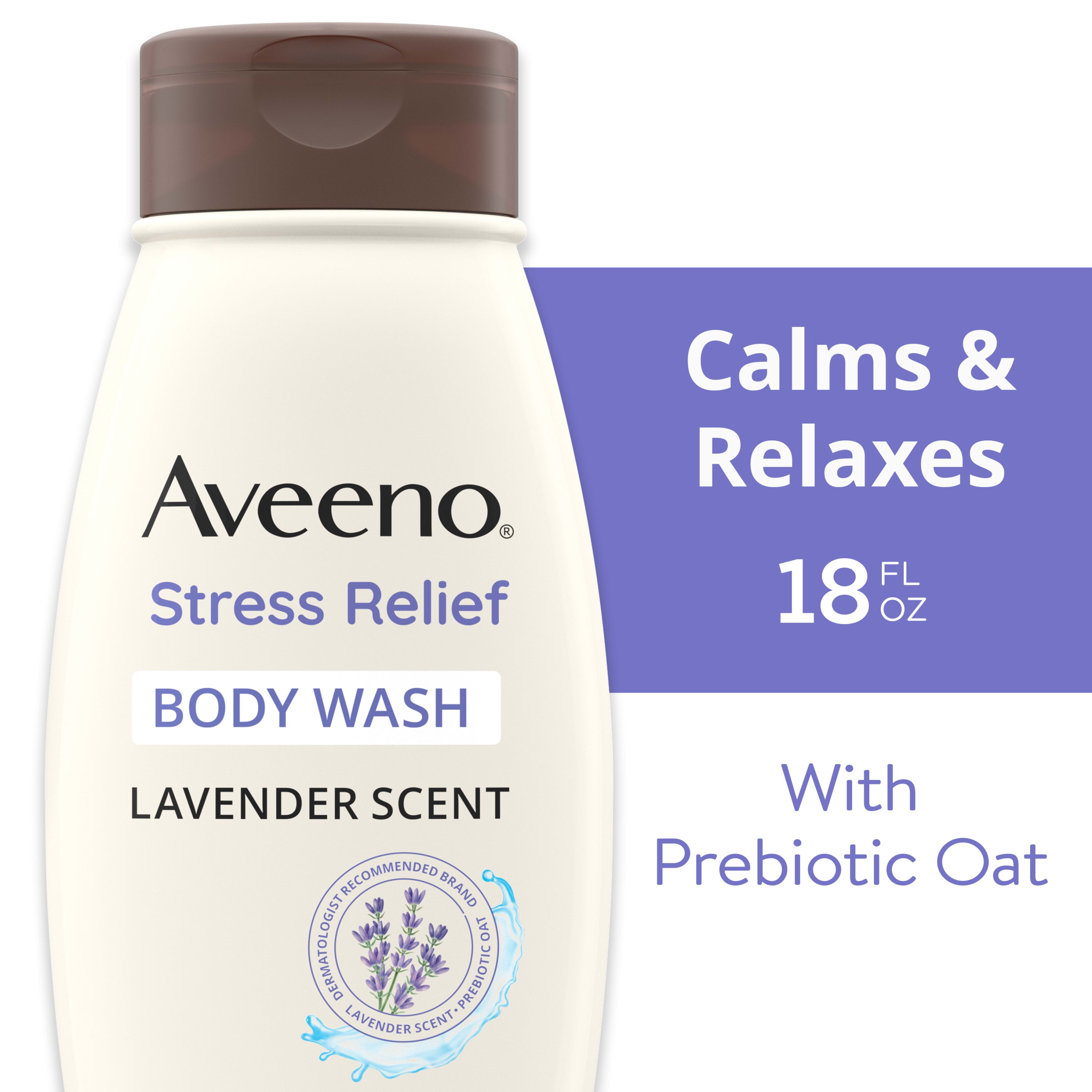 Aveeno Stress Relief Body Wash with Oat, Lavender Scent, 18 fl. oz