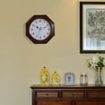 thumbnail image 3 of Brown Modern Decorative Octagon Shaped Wood- Looking Plastic Wall Clock for Living Room, Kitchen, or Dining Room, 3 of 8