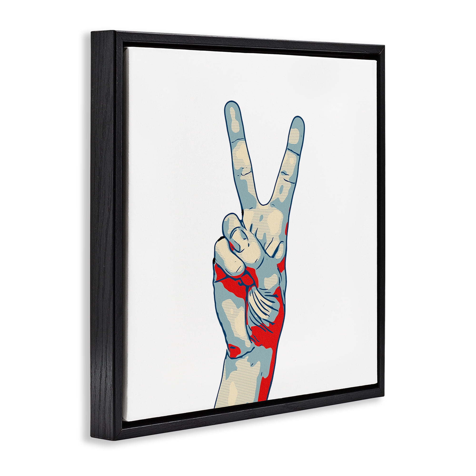 Stupell Industries Pop Style Peace Gesture Black Framed Floater Canvas Wall Art, design by Kim Curinga