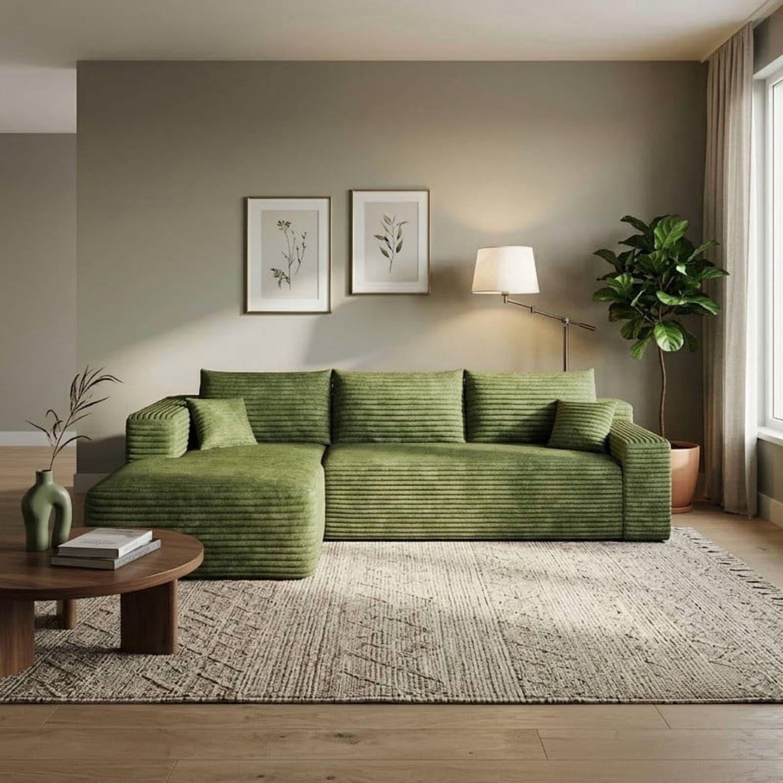 103" Cloud Sectional Sofa, Modern L-Shaped Modular Couch with Reversible Chaise, Plush Corduroy Upholstered Deep Seat Sofafor Apartment Living Room, No Assembly Required